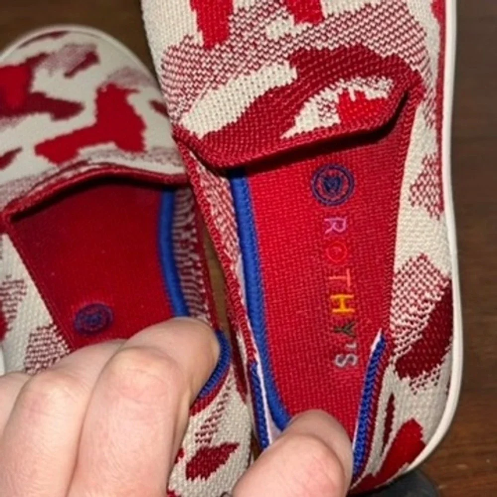 Rothy's The Sneaker Women Sz 4 Red‎ Camo Slip On Washable Comfort